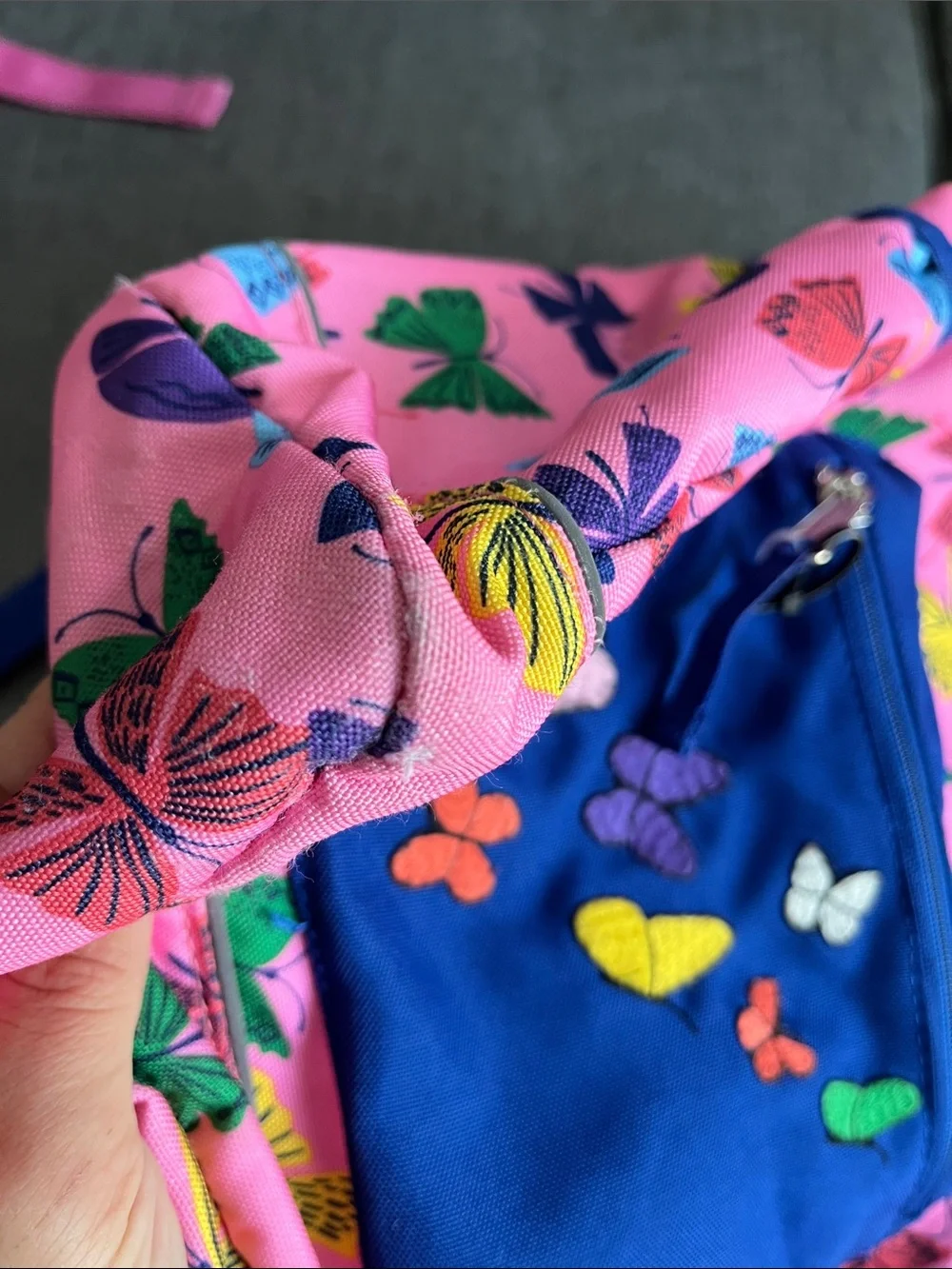 Hanna Andersson Kids Butterfly Print Pink & Blue Backpack